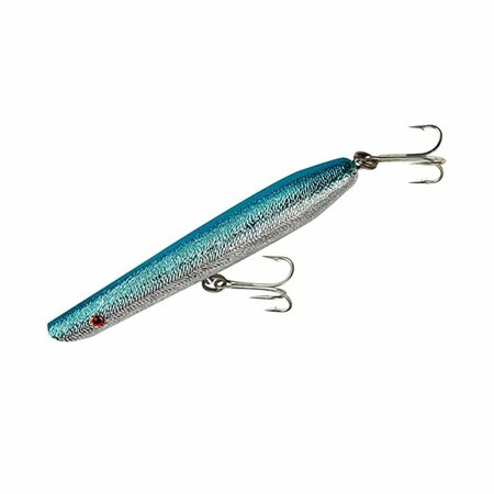 COTTON CORDELL 6 in. Pencil Popper Fishing Lure, Chrome & Blue C6606